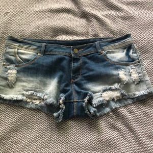 Distressed booty shorts